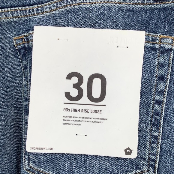NEW! RE/DONE Size 30 90s High Rise Loose Distressed Jeans Denim $295 msrp I8-7 - Picture 7 of 10